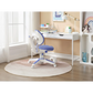 Blue ergonomic children study with component details and storage context