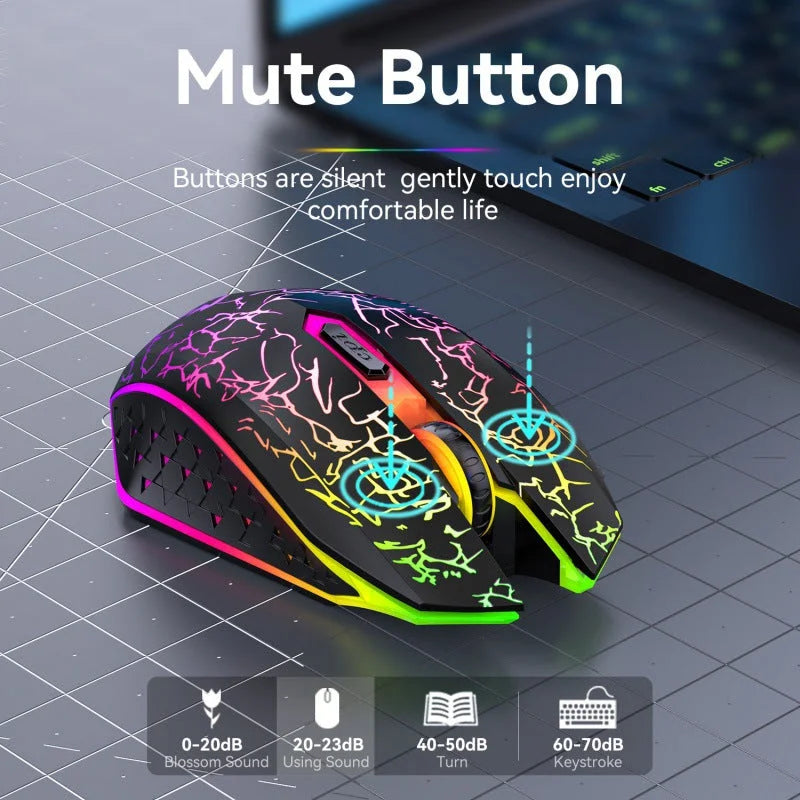 Ergonomic Dual-Mode Wireless Gaming Mouse - Mute Buttons
