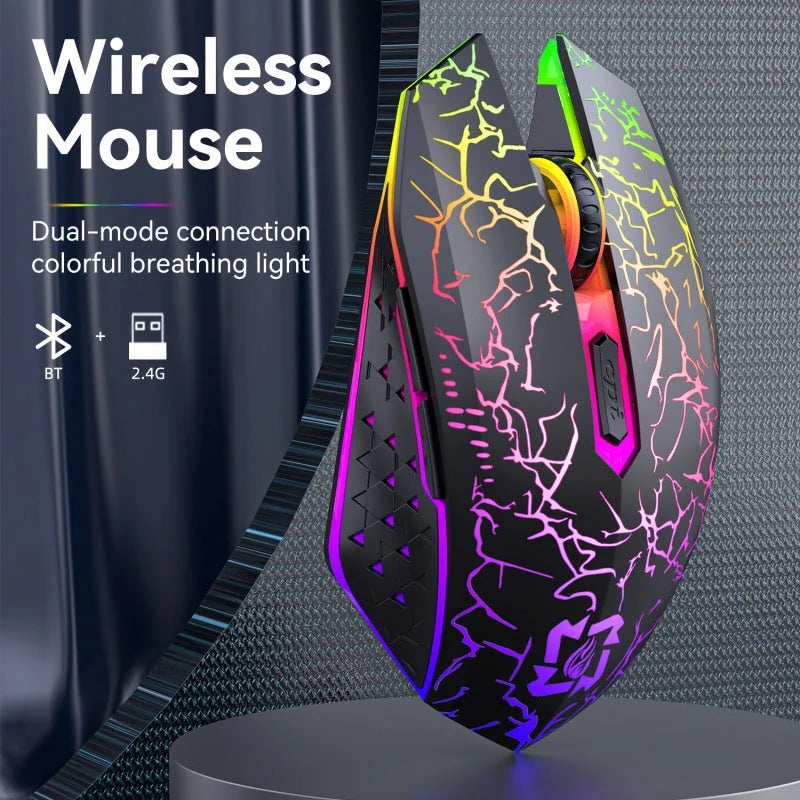 Ergonomic Dual-Mode Wireless Gaming Mouse - Mute Buttons