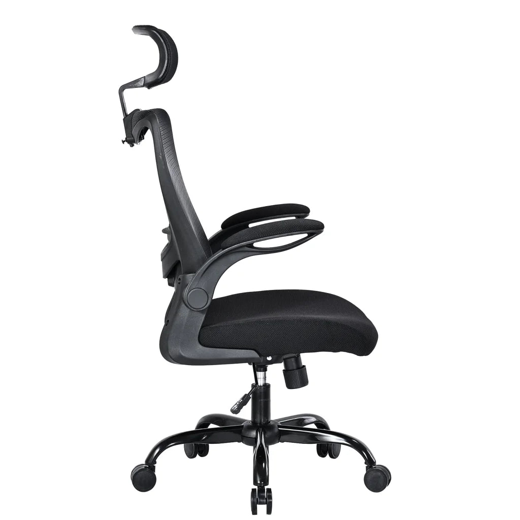 Ergonomic High Back Flipped Armrest Task Chair MONA - Black