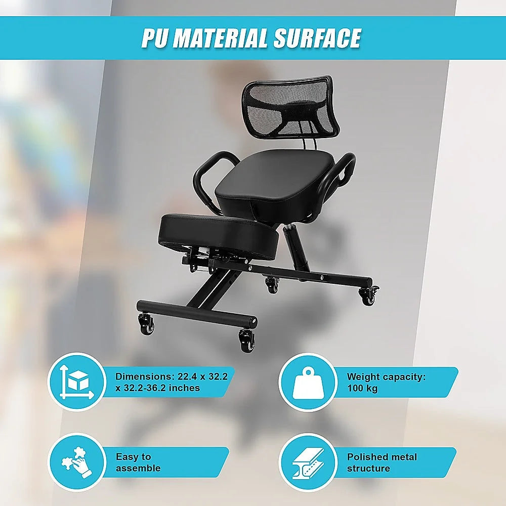 Ergonomic Kneeling Chair with Backrest Adjustable Height