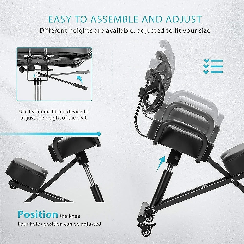 Ergonomic Kneeling Chair with Backrest Adjustable Height