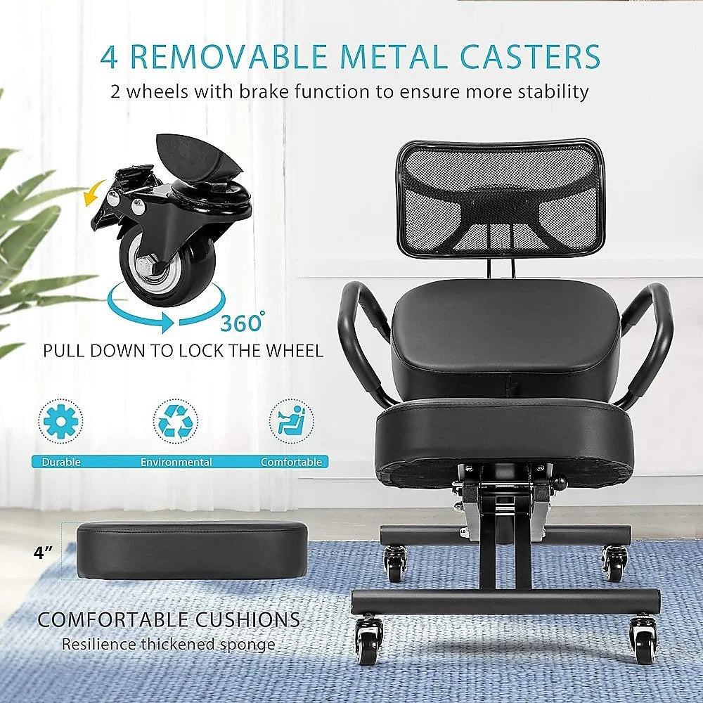 Ergonomic Kneeling Chair with Backrest Adjustable Height