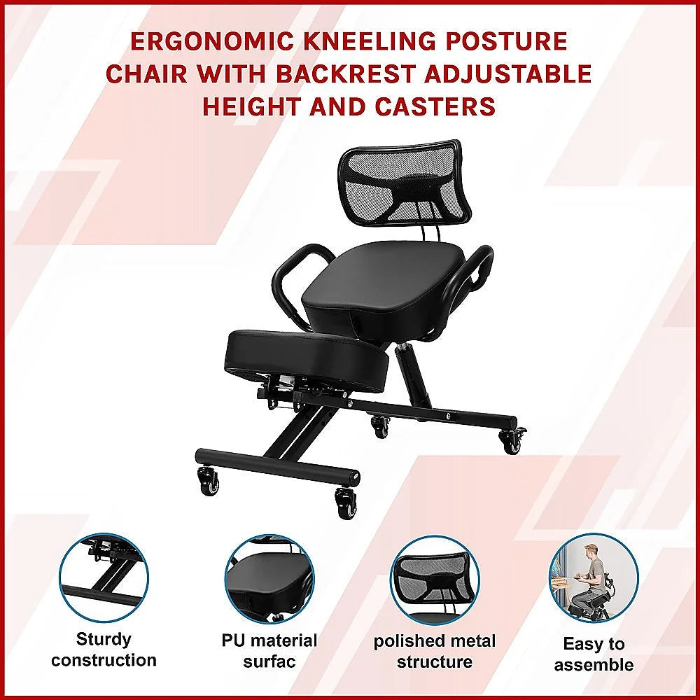 Ergonomic Kneeling Chair with Backrest Adjustable Height
