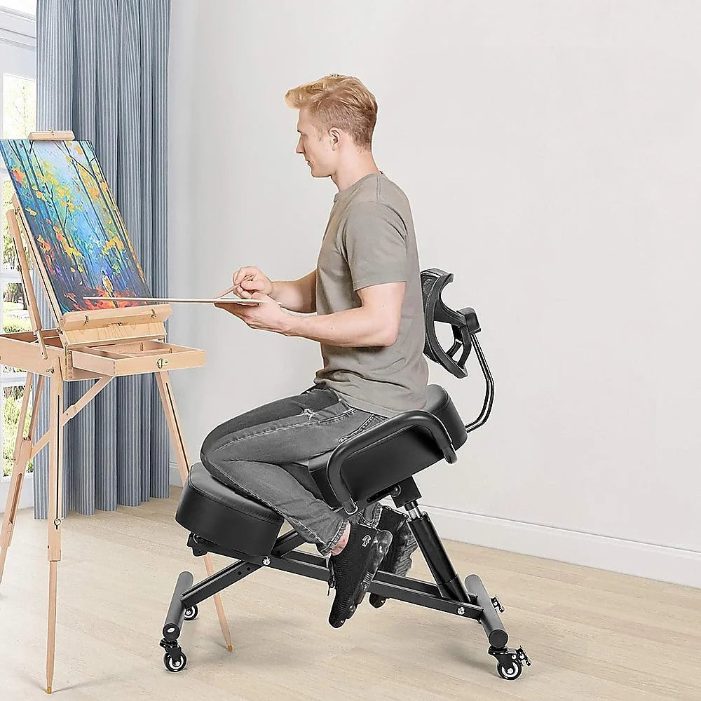 Ergonomic Kneeling Chair with Backrest Adjustable Height