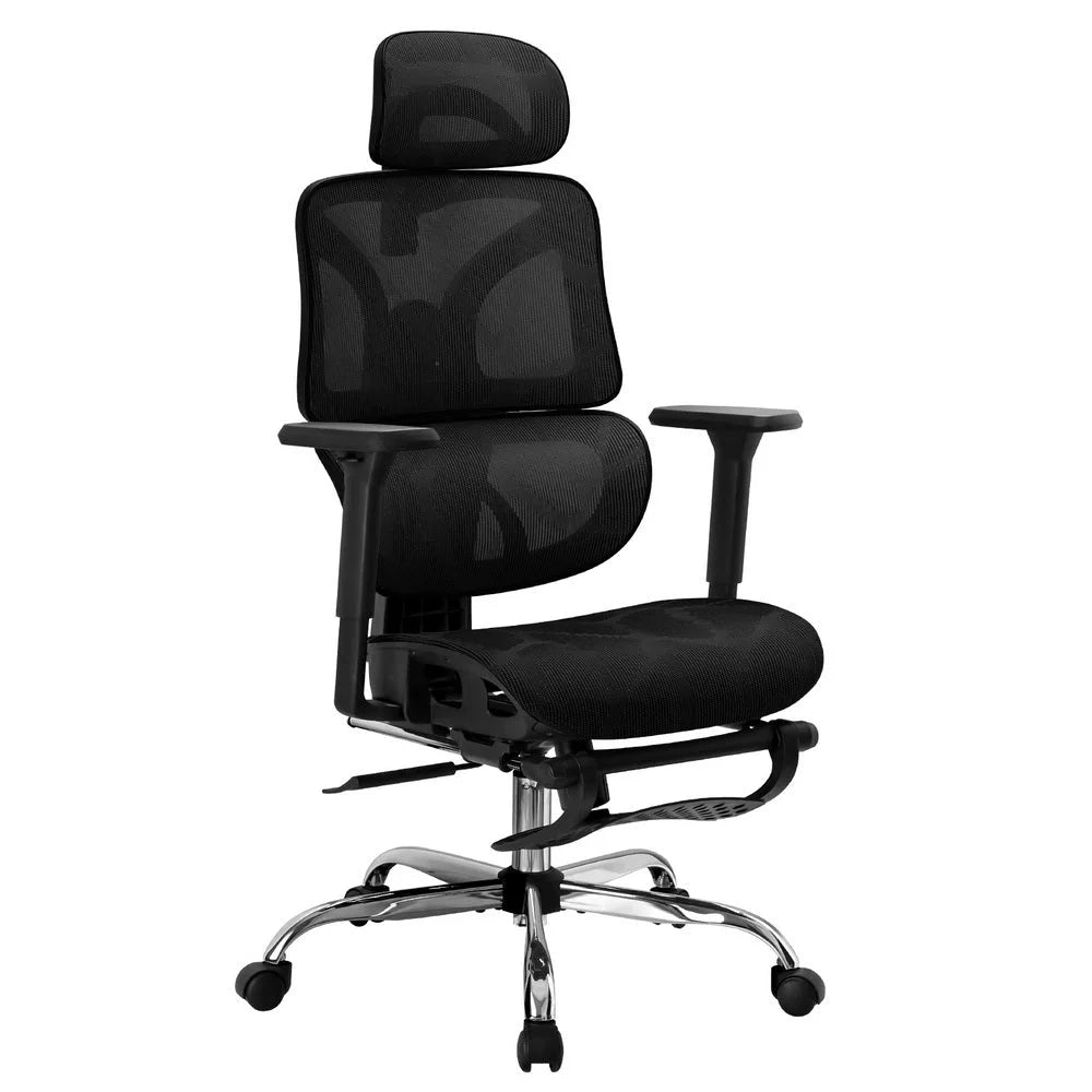 Ergonomic Office Chair with Footrest - Black - Furniture