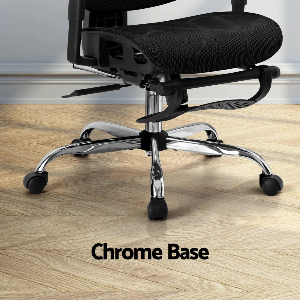 Ergonomic Office Chair with Footrest - Black - Furniture