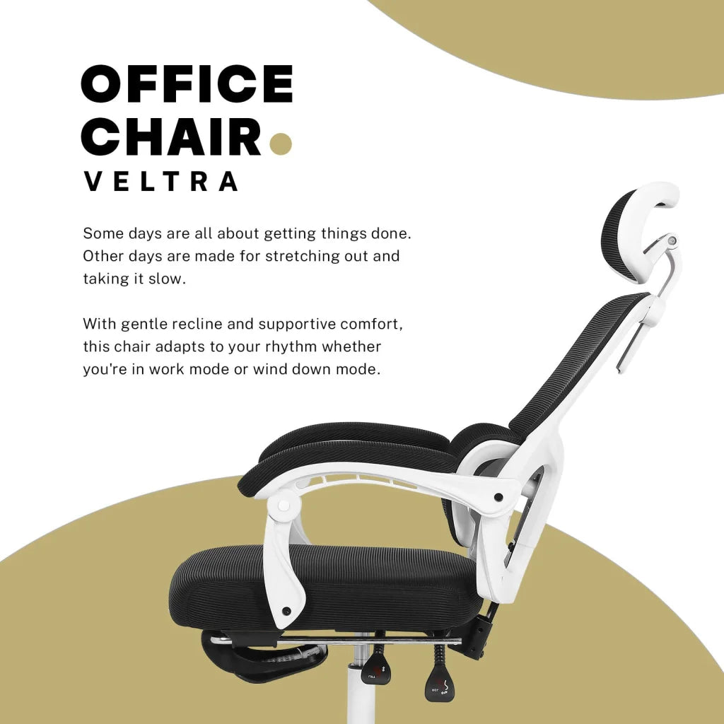 Ergonomic Reclining Office Chair - Footrest Lumbar Support