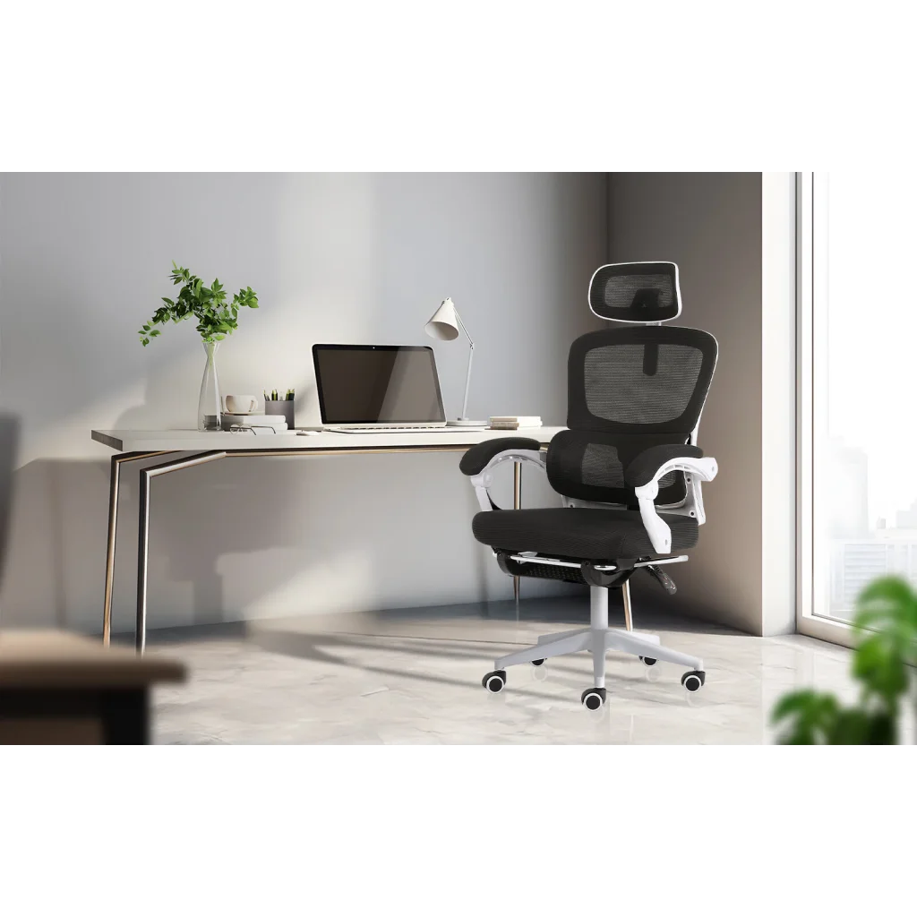 Ergonomic Reclining Office Chair - Footrest Lumbar Support