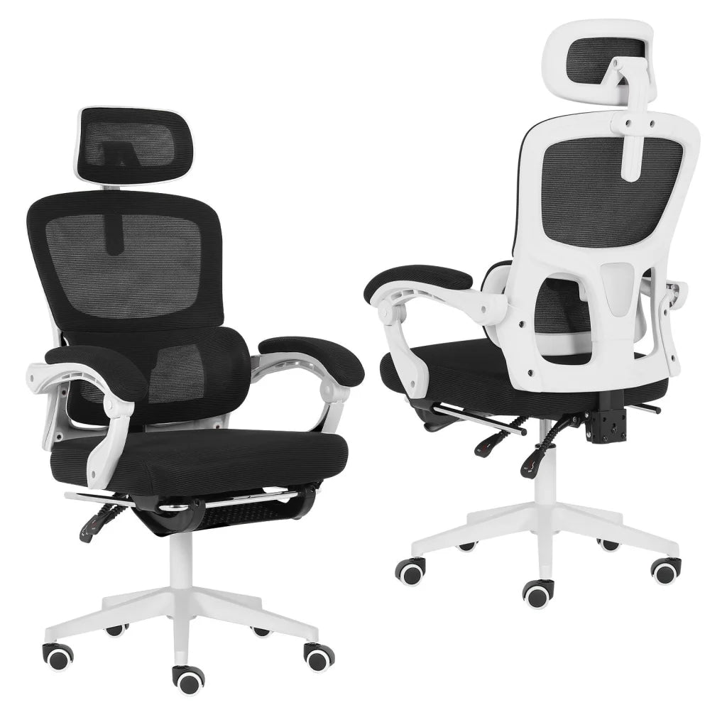 Ergonomic Reclining Office Chair - Footrest Lumbar Support