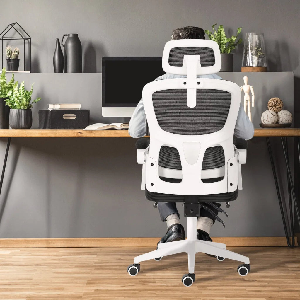 Ergonomic Reclining Office Chair - Footrest Lumbar Support