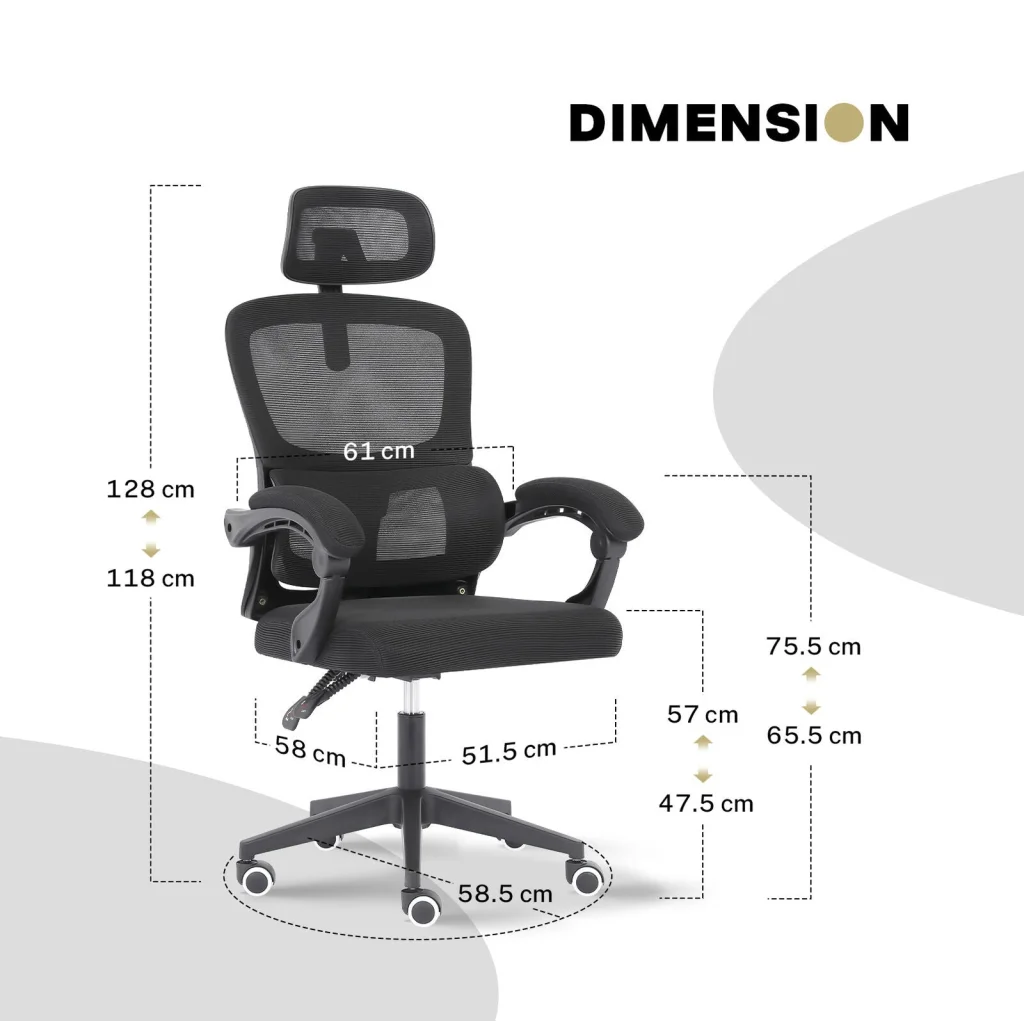 Ergonomic Reclining Office Chair - Lumbar Support