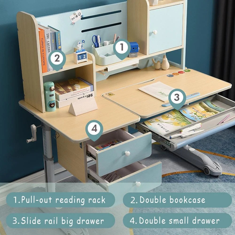 Ergonomic Study Desk and Chair Set for Kids Height
