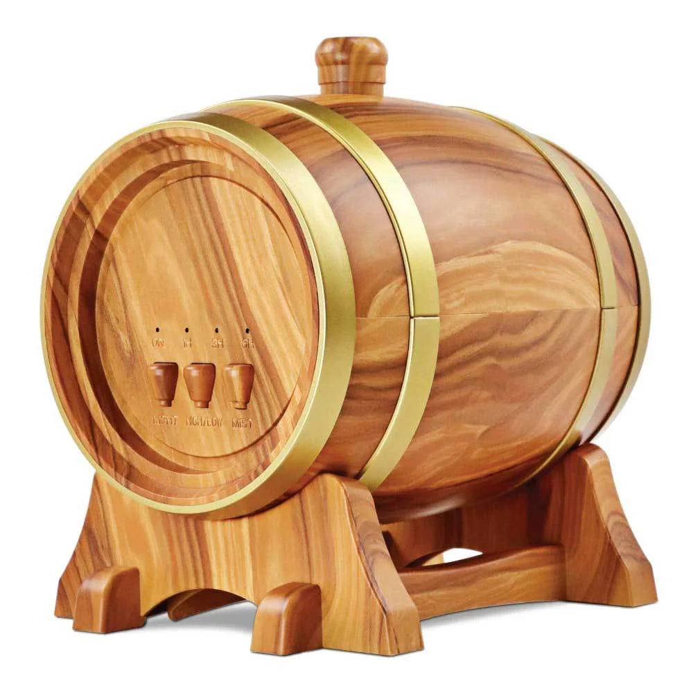 Essential Oil Aroma Diffuser 350ml Barrel Wood Ultrasonic