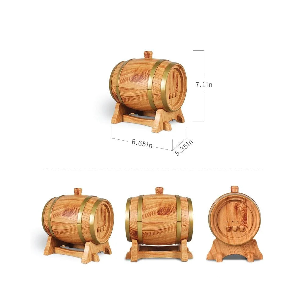 Essential Oil Aroma Diffuser 350ml Barrel Wood Ultrasonic