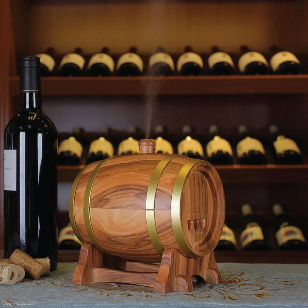 Essential Oil Aroma Diffuser 350ml Barrel Wood Ultrasonic