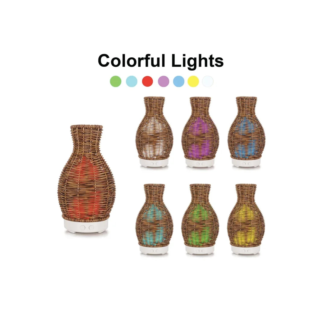 Essential Oil Aroma Diffuser and Remote 100ml Rattan Vase