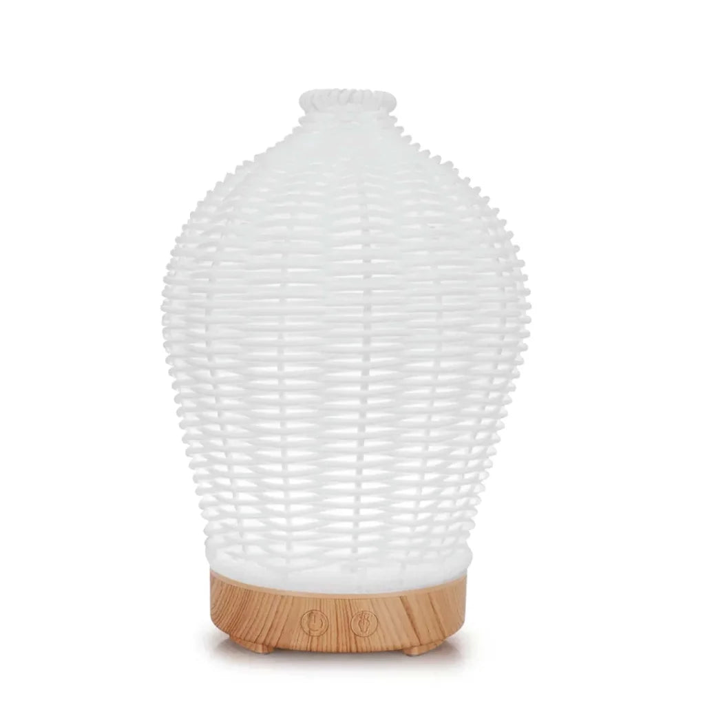 Essential Oil Aroma Diffuser and Remote 100ml Rattan White