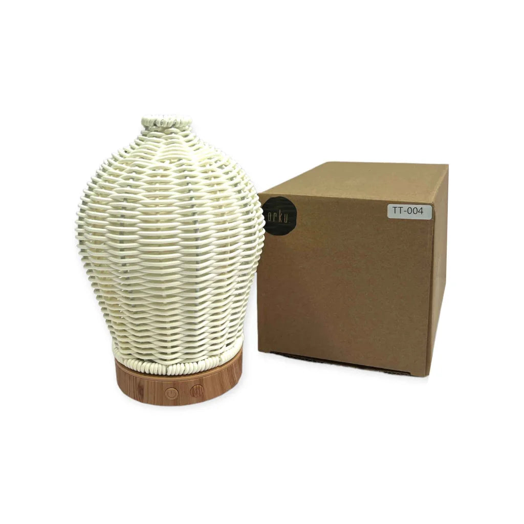Essential Oil Aroma Diffuser and Remote 100ml Rattan White