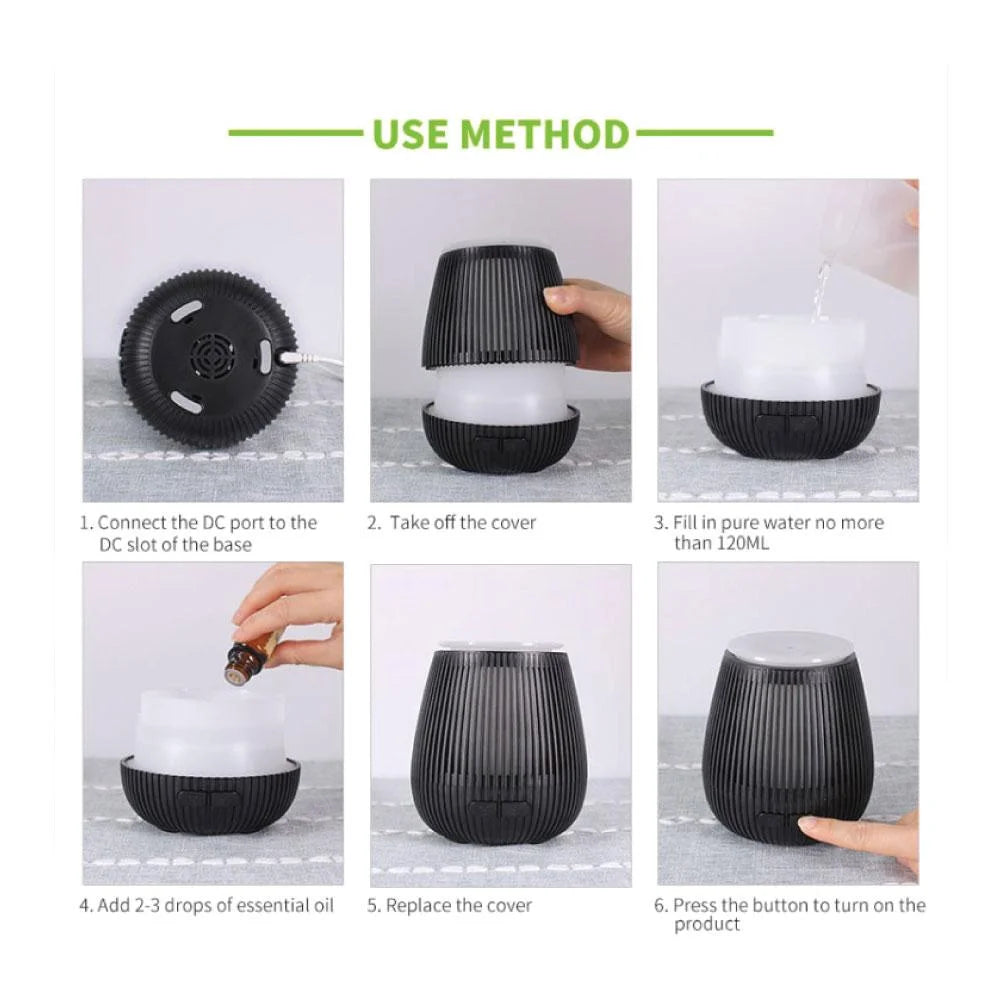 Essential Oil Aroma Diffuser USB 100ml Black Portable