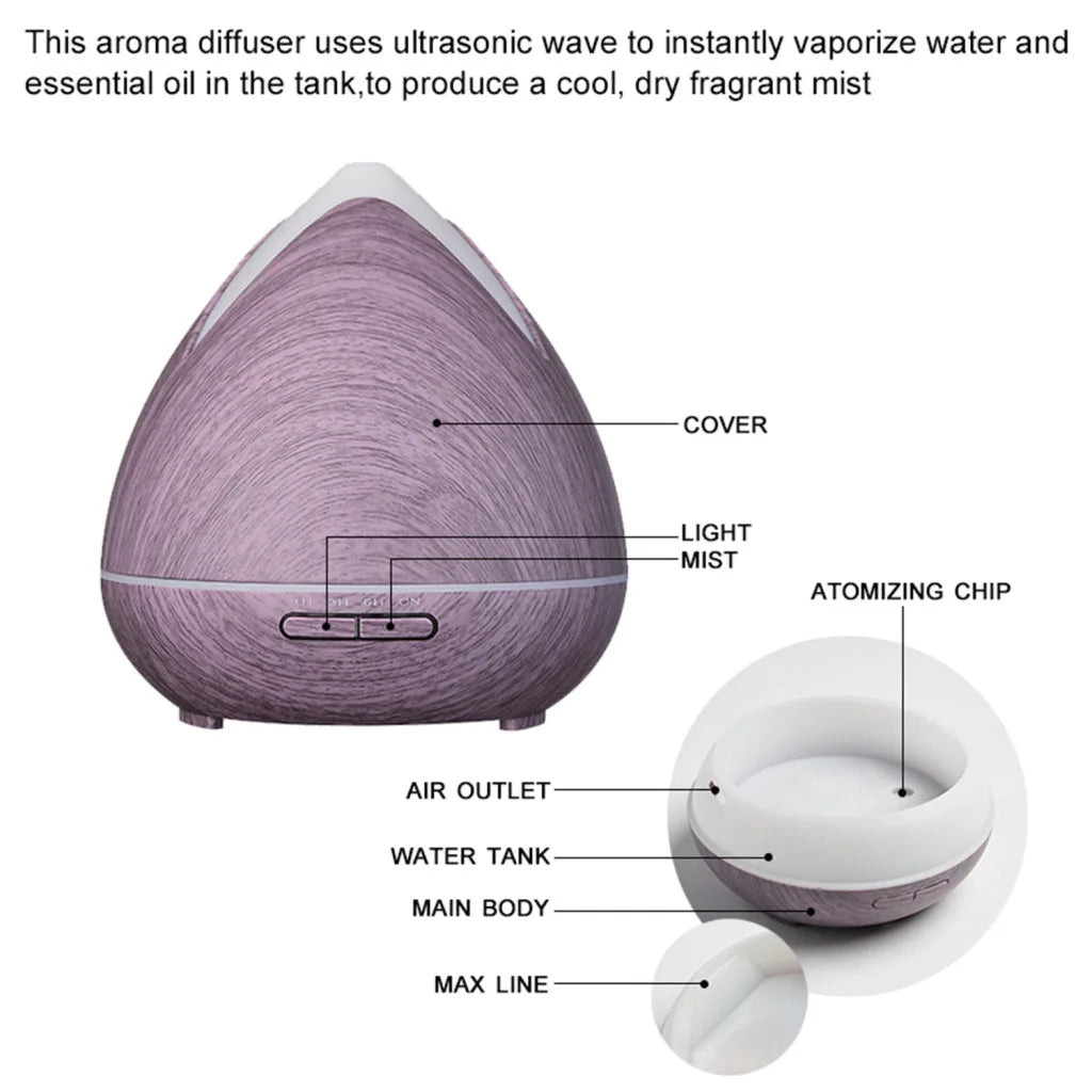 400ml essential oil diffuser with caster wheels and side handle rail
