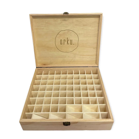 Essential Oils Storage Box 74 Slots - Wooden 1-Tier Bottle