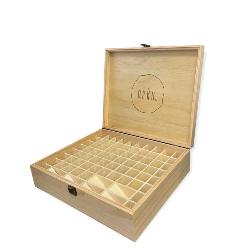 Essential Oils Storage Box 74 Slots - Wooden 1-Tier Bottle