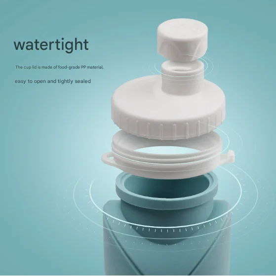 Eucalyptus Green Portable Silicone Collapsible Water Bottle foldable sports