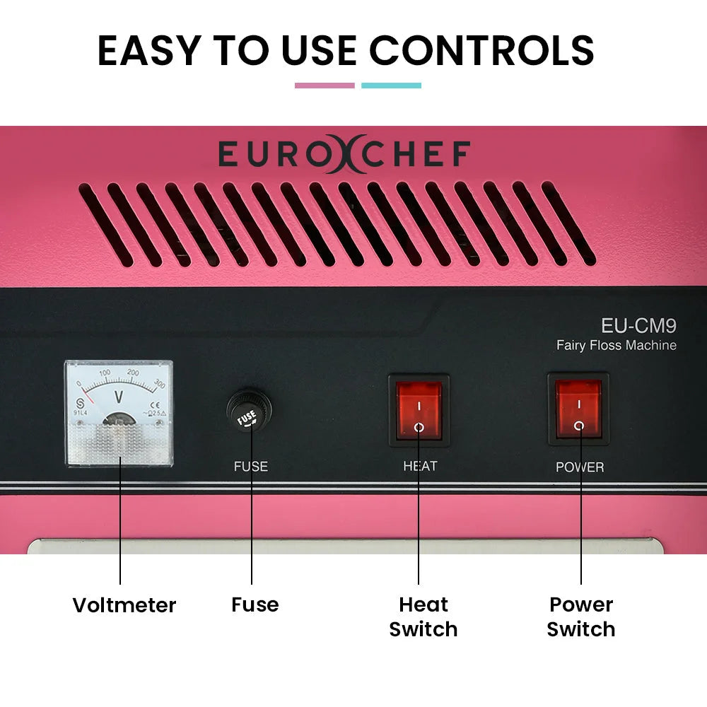 EUROCHEF 1000W Commercial Cotton Candy Machine Fairy Floss
