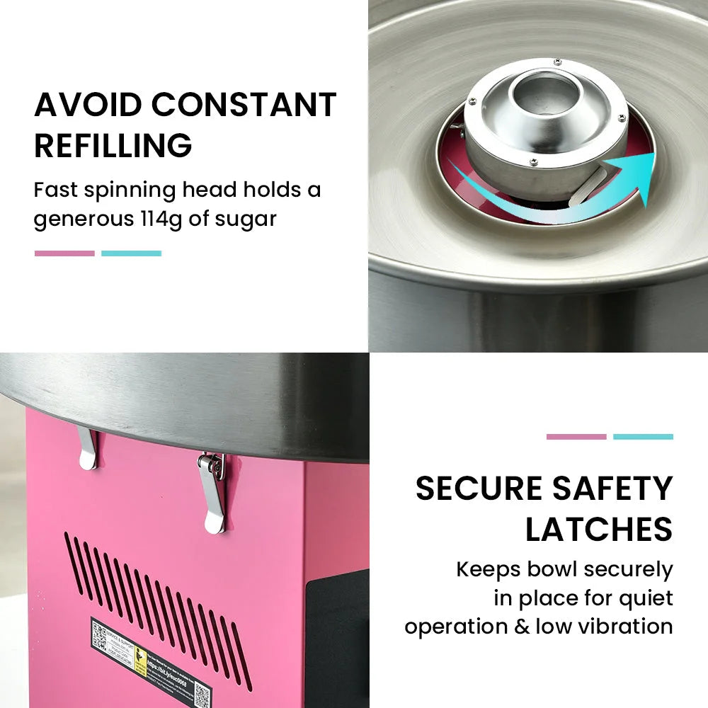 EUROCHEF 1000W Commercial Cotton Candy Machine Fairy Floss