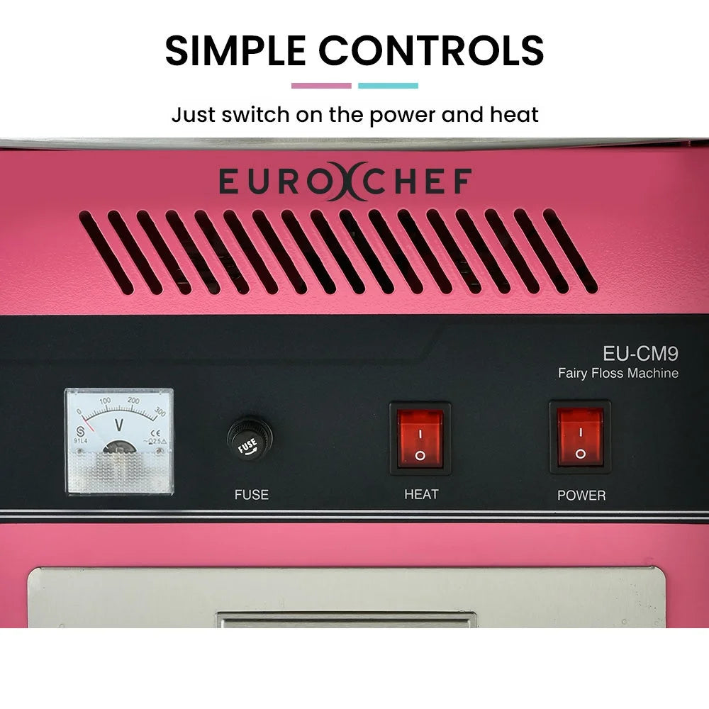 EUROCHEF 1100W Commercial Fairy Floss Machine Cotton Candy