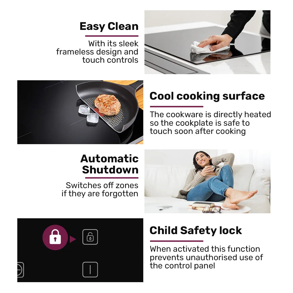 EuroChef 30cm 2 Zone Induction Cooktop 3300W Electric Touch