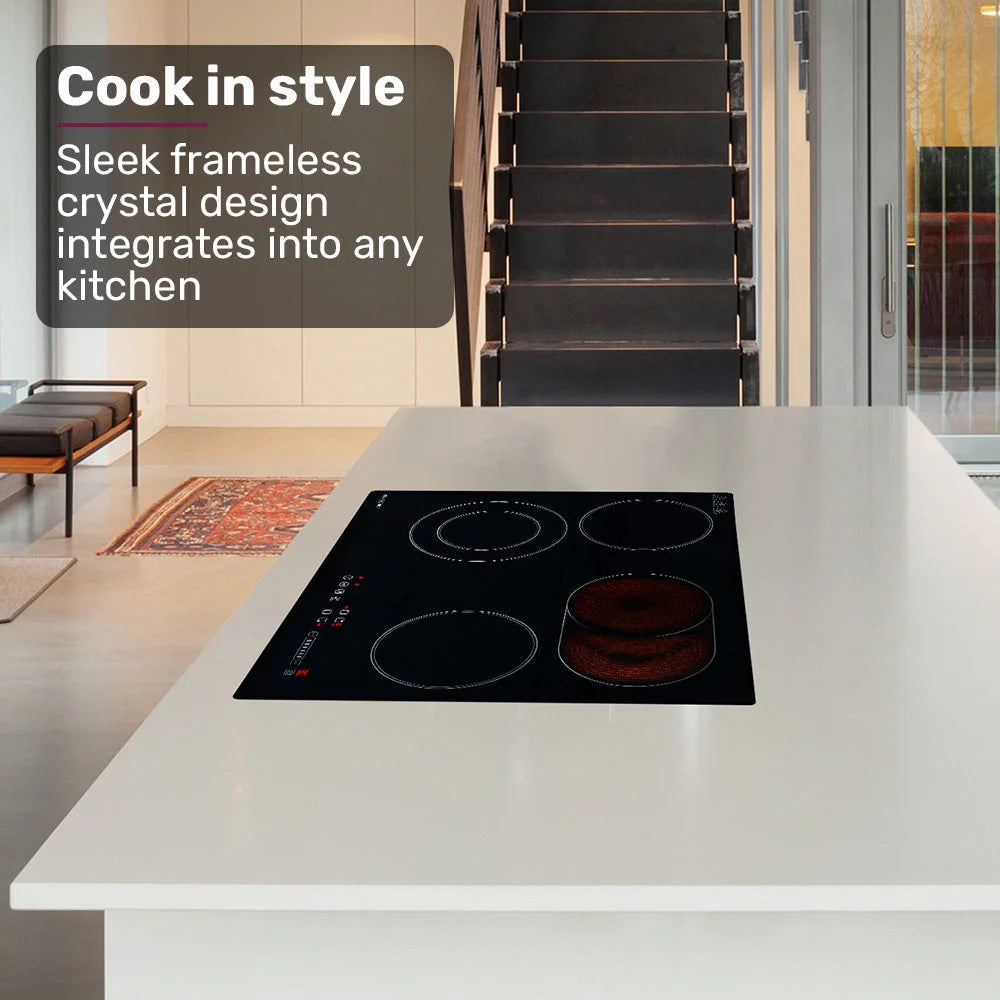 EuroChef 60cm 4 Zone Ceramic Cooktop 6600W Electric