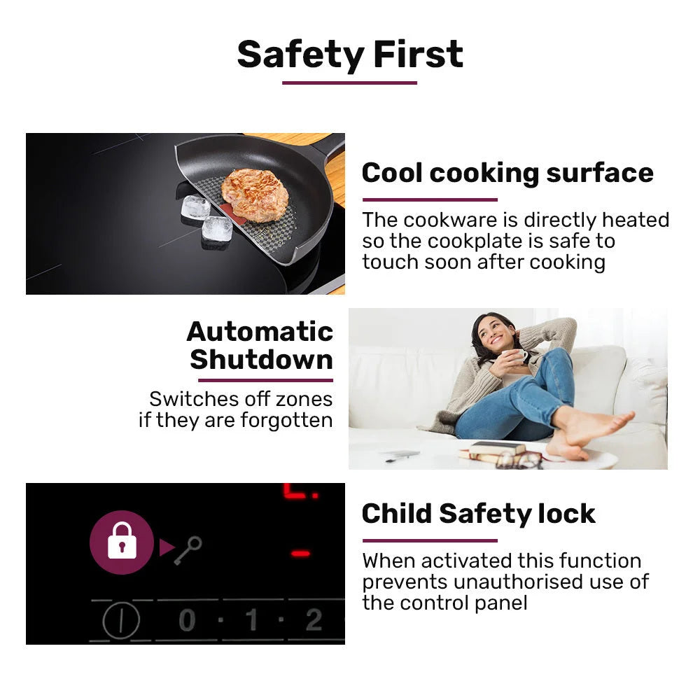 EuroChef 60cm 4 Zone Induction Cooktop 6800W Electric Touch