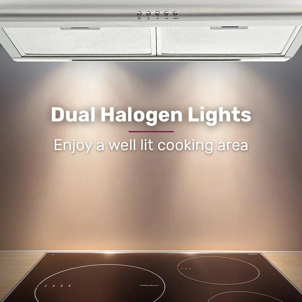 EUROCHEF 60cm Fixed Stainless Steel Rangehood Quiet 3-Speed
