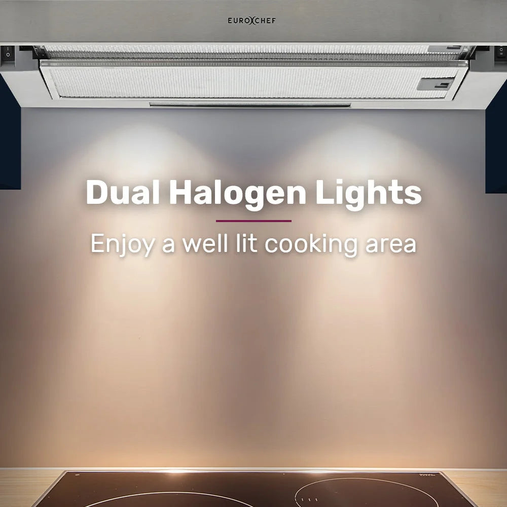 EUROCHEF 60cm Slideout Stainless Steel Rangehood Quiet