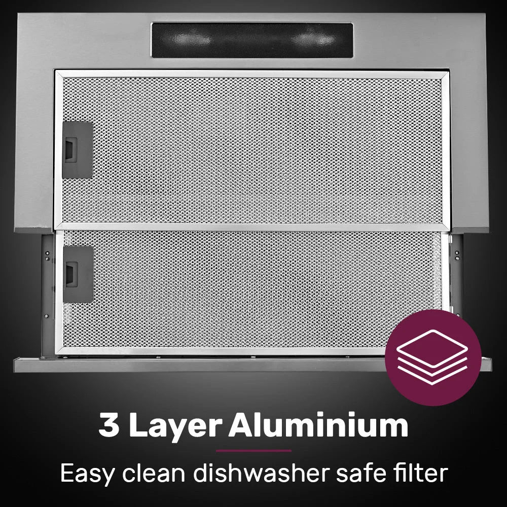 EUROCHEF 60cm Slideout Stainless Steel Rangehood Quiet