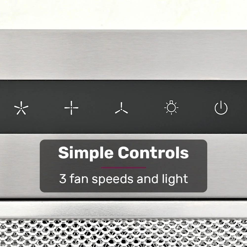 EUROCHEF 60cm Undermount Rangehood Silver Quiet 3 Speed Layer