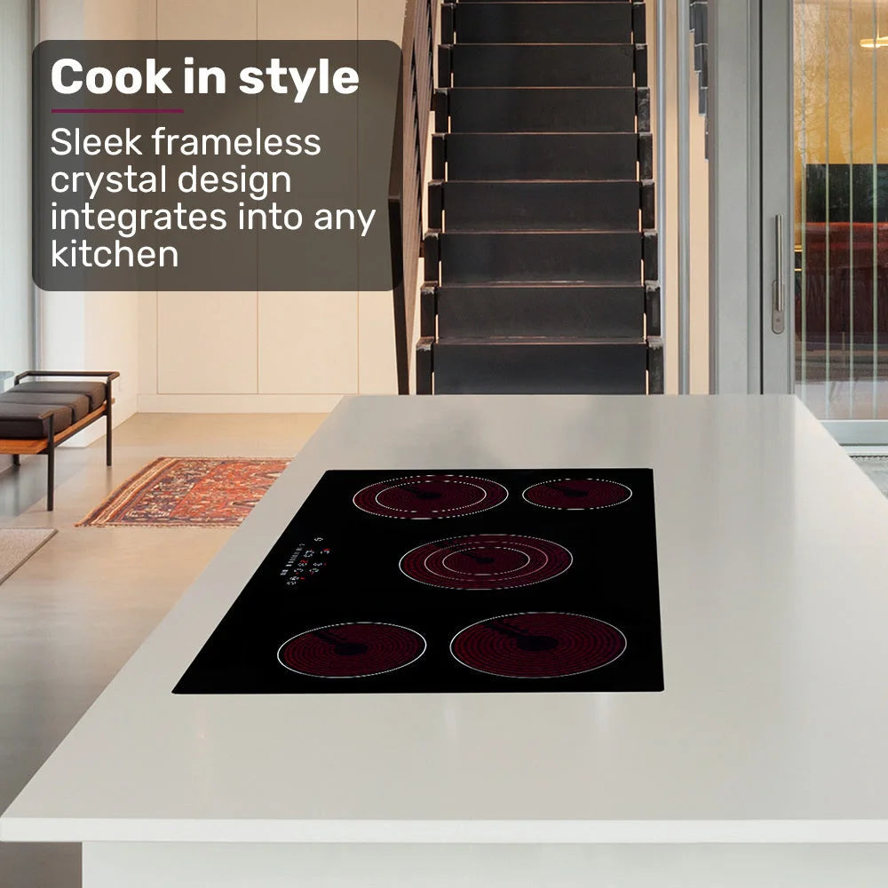 EuroChef 90cm 5 Zone Ceramic Cooktop 8900W Electric