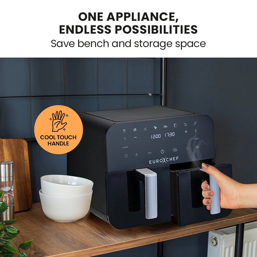EuroChef 9L Dual Zone Air Fryer Electric Digital Airfryer
