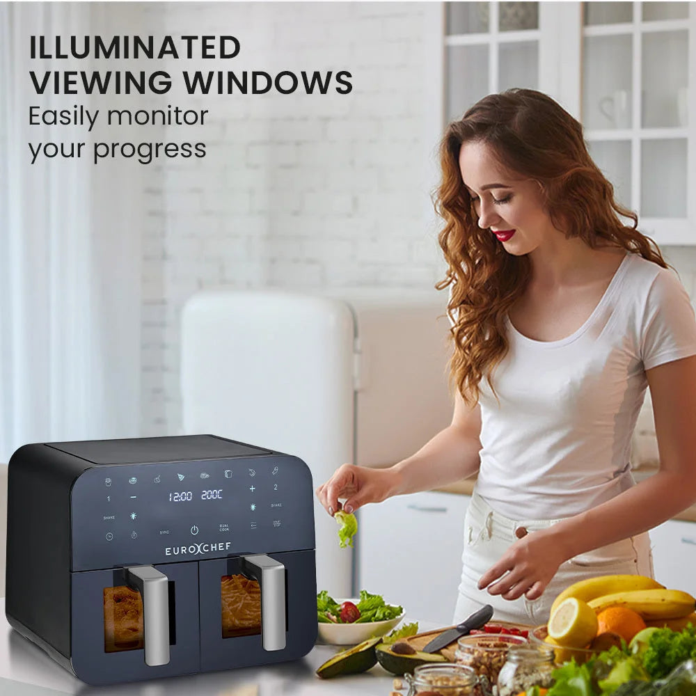 EuroChef 9L Dual Zone Air Fryer Electric Digital Airfryer