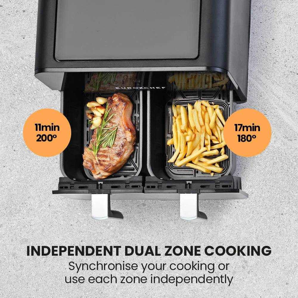 EuroChef 9L Dual Zone Air Fryer Electric Digital Airfryer