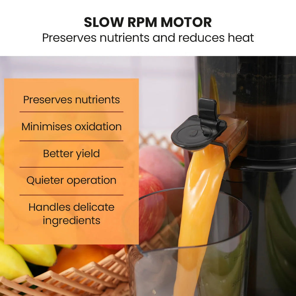 EUROCHEF Cold Press Slow Juicer Machine Large Chute 200W