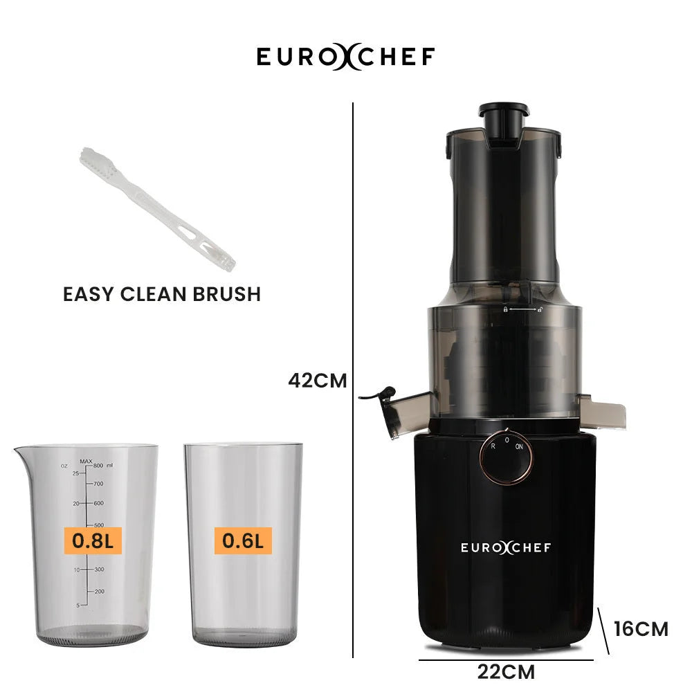 EUROCHEF Cold Press Slow Juicer Machine Large Chute 200W