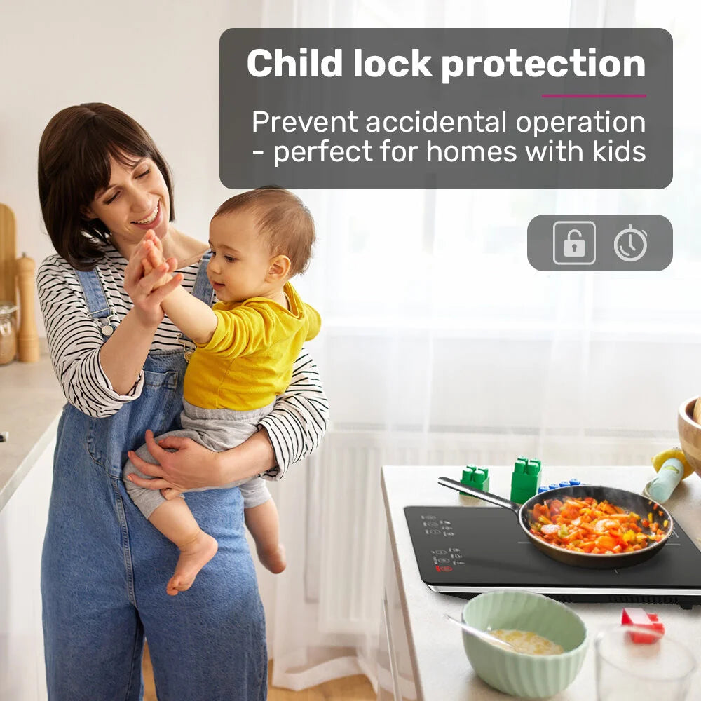 EUROCHEF Induction Cooktop 2000W 9 Heat Levels Fast