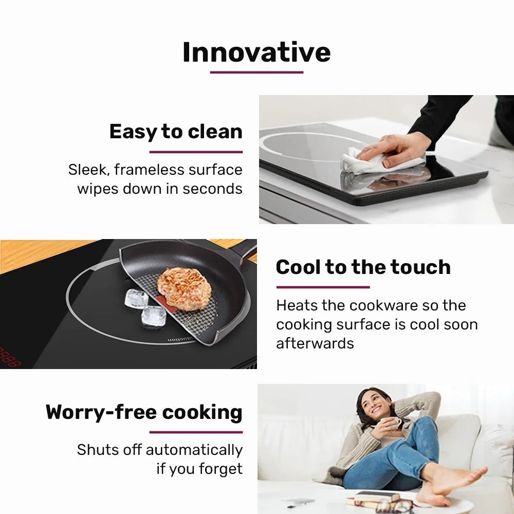 EUROCHEF Induction Cooktop 2000W 9 Heat Levels Fast