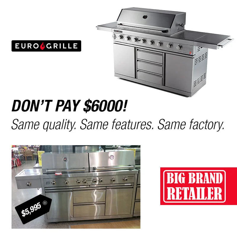 EuroGrille 8 Burner Outdoor BBQ Grill Barbeque Gas