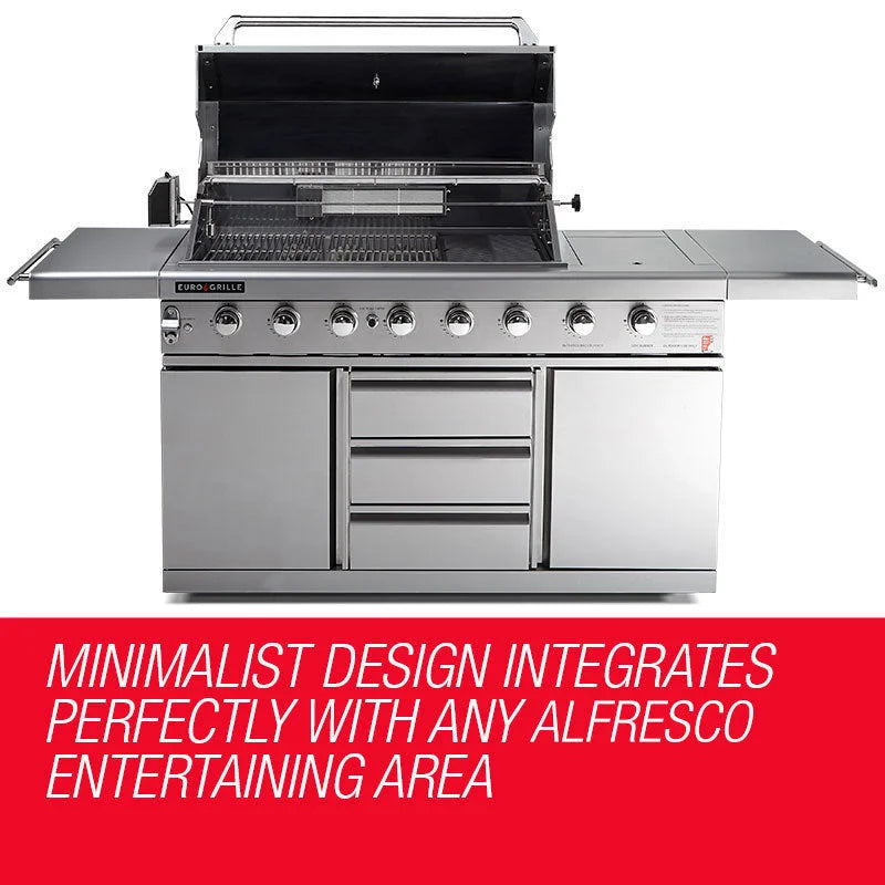 EuroGrille 8 Burner Outdoor BBQ Grill Barbeque Gas