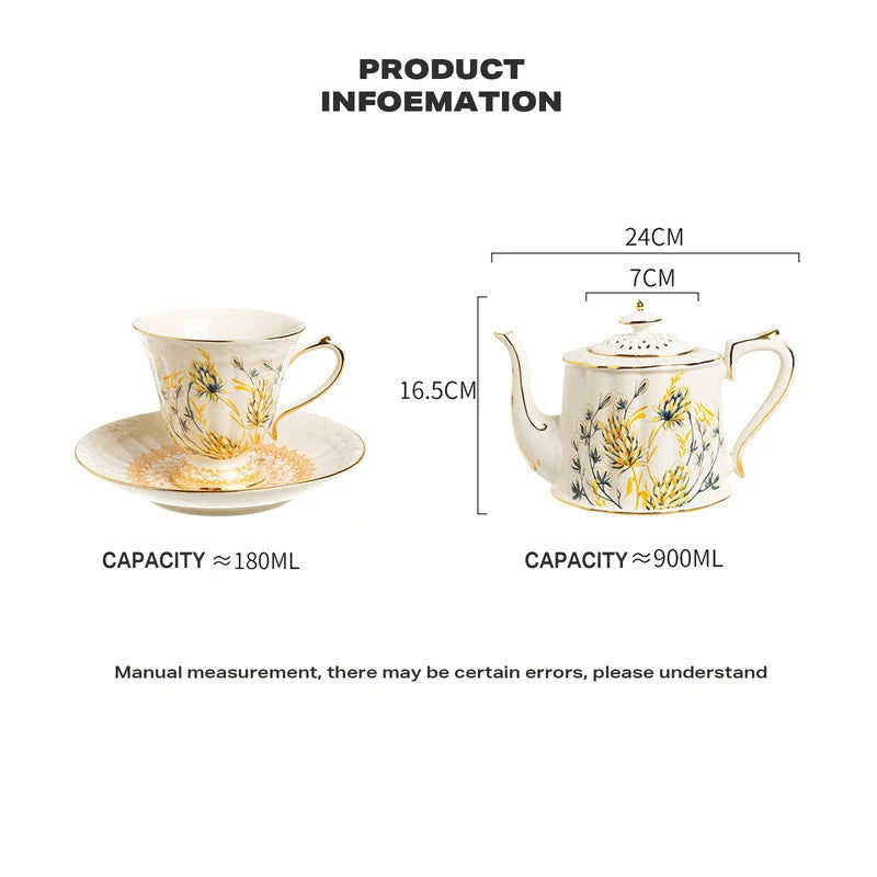 European Afternoon Tea Coffee Cups Saucers and Teapot