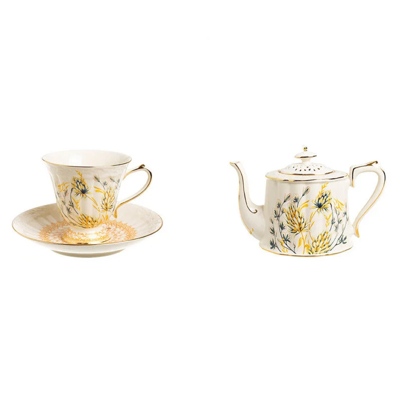 European Afternoon Tea Coffee Cups Saucers and Teapot